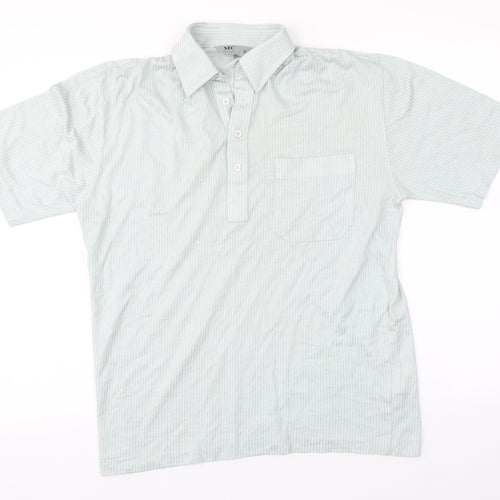 MC Mens Green Striped Cotton  Polo Size S Collared