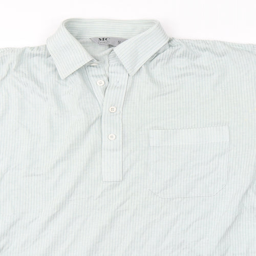 MC Mens Green Striped Cotton  Polo Size S Collared