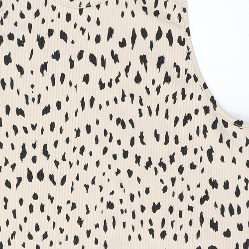 PRETTYLITTLETHING Womens Beige Animal Print Polyester Leotard One-Piece Size 18