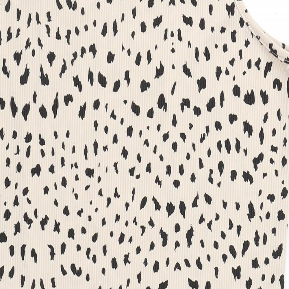 PRETTYLITTLETHING Womens Beige Animal Print Polyester Leotard One-Piece Size 18