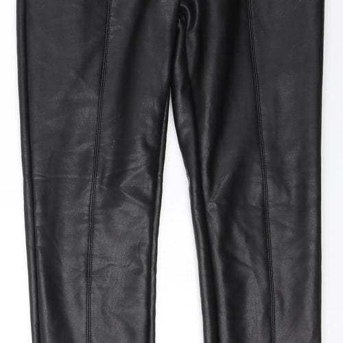 Miss Selfridge Womens Black  Polyurethane Trousers  Size 8 L28 in Regular