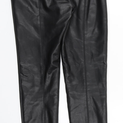 Miss Selfridge Womens Black  Polyurethane Trousers  Size 8 L28 in Regular