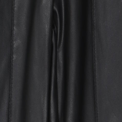Miss Selfridge Womens Black  Polyurethane Trousers  Size 8 L28 in Regular