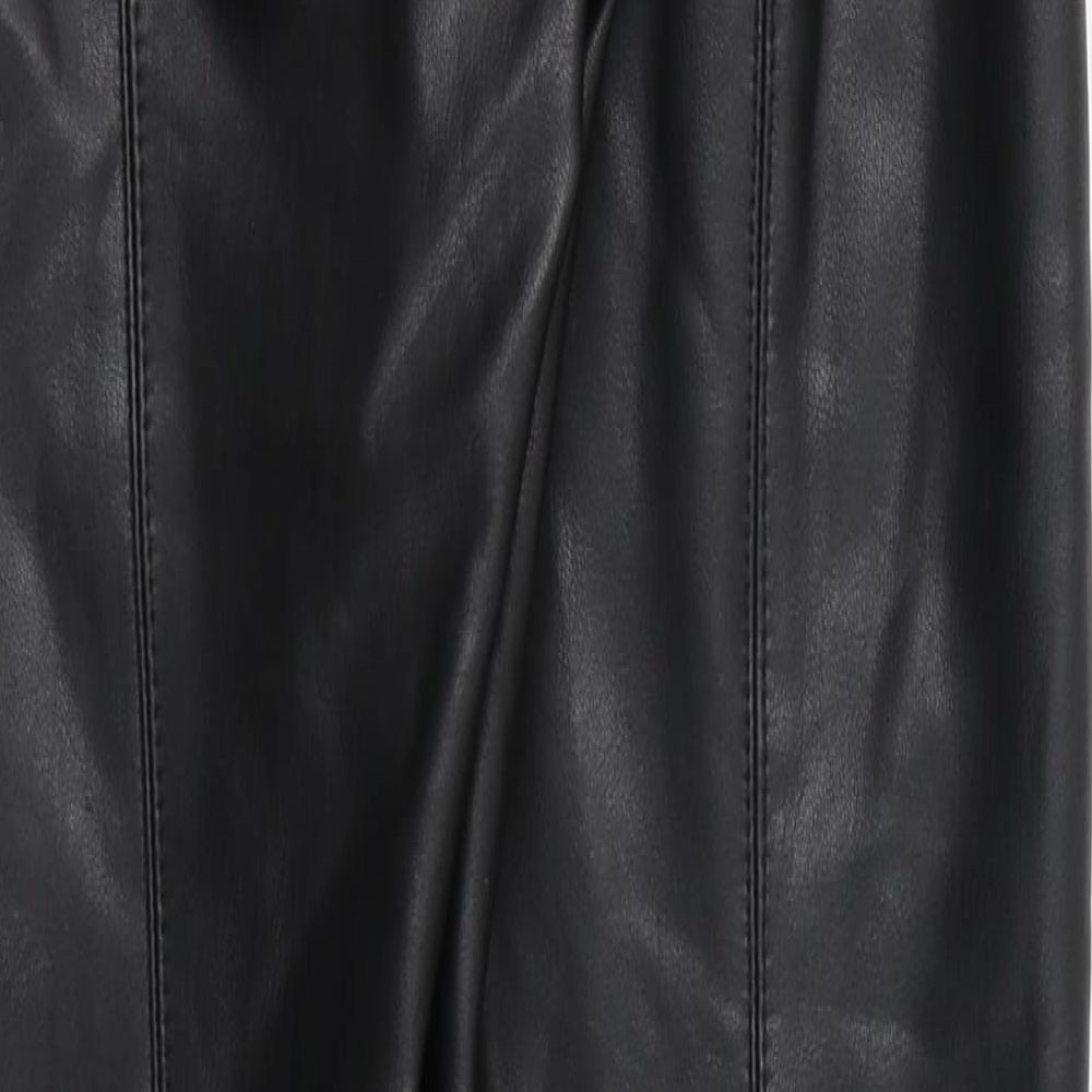 Miss Selfridge Womens Black  Polyurethane Trousers  Size 8 L28 in Regular