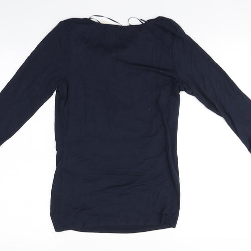 Monsoon Womens Blue  Viscose Basic T-Shirt Size 10 Round Neck