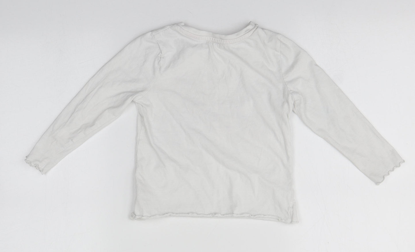 George Girls White  Cotton Basic T-Shirt Size 4-5 Years Round Neck  - Unicorn
