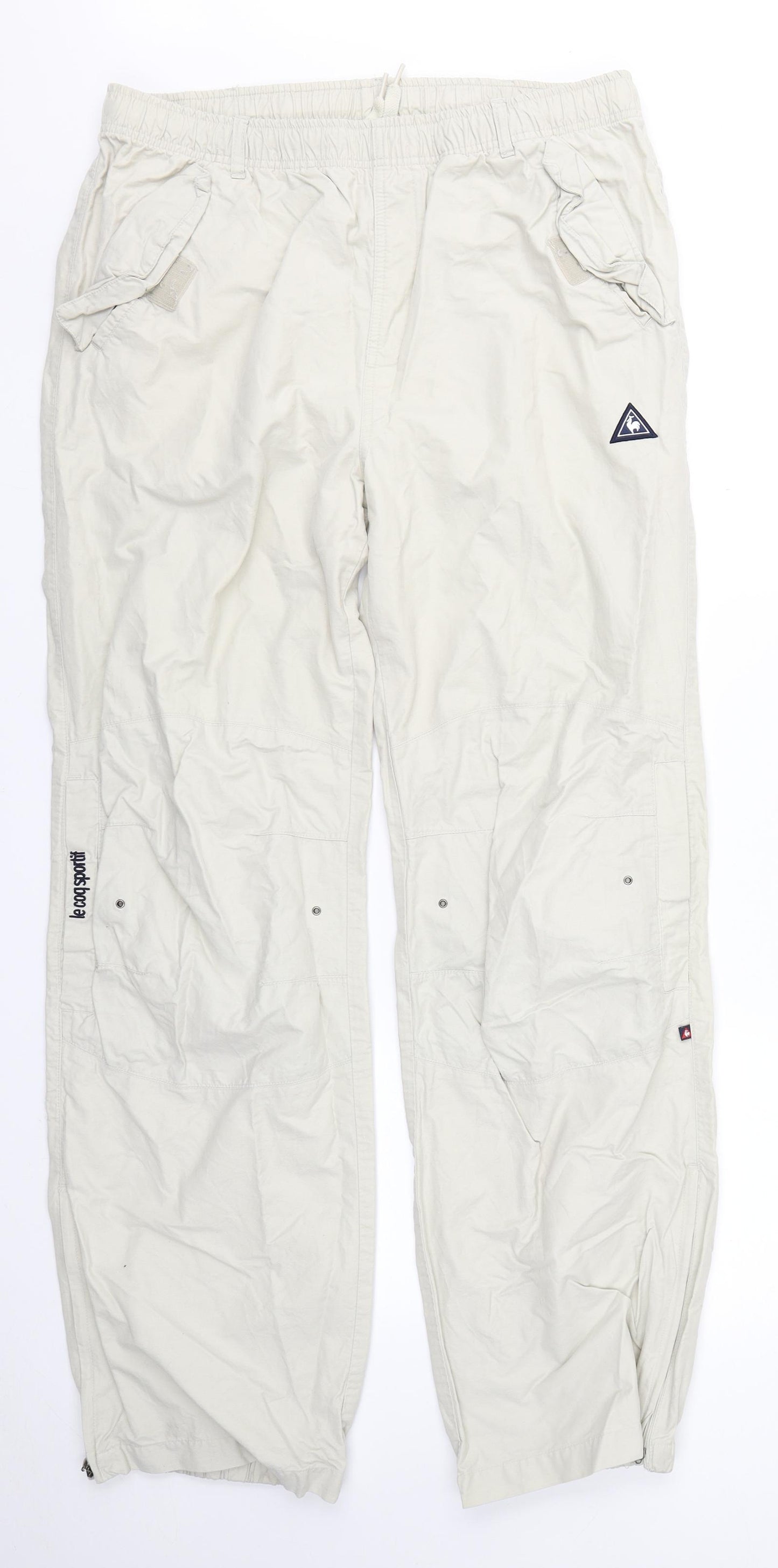 le coq sportif Mens Beige  Cotton Cargo Trousers Size L L29 in Regular