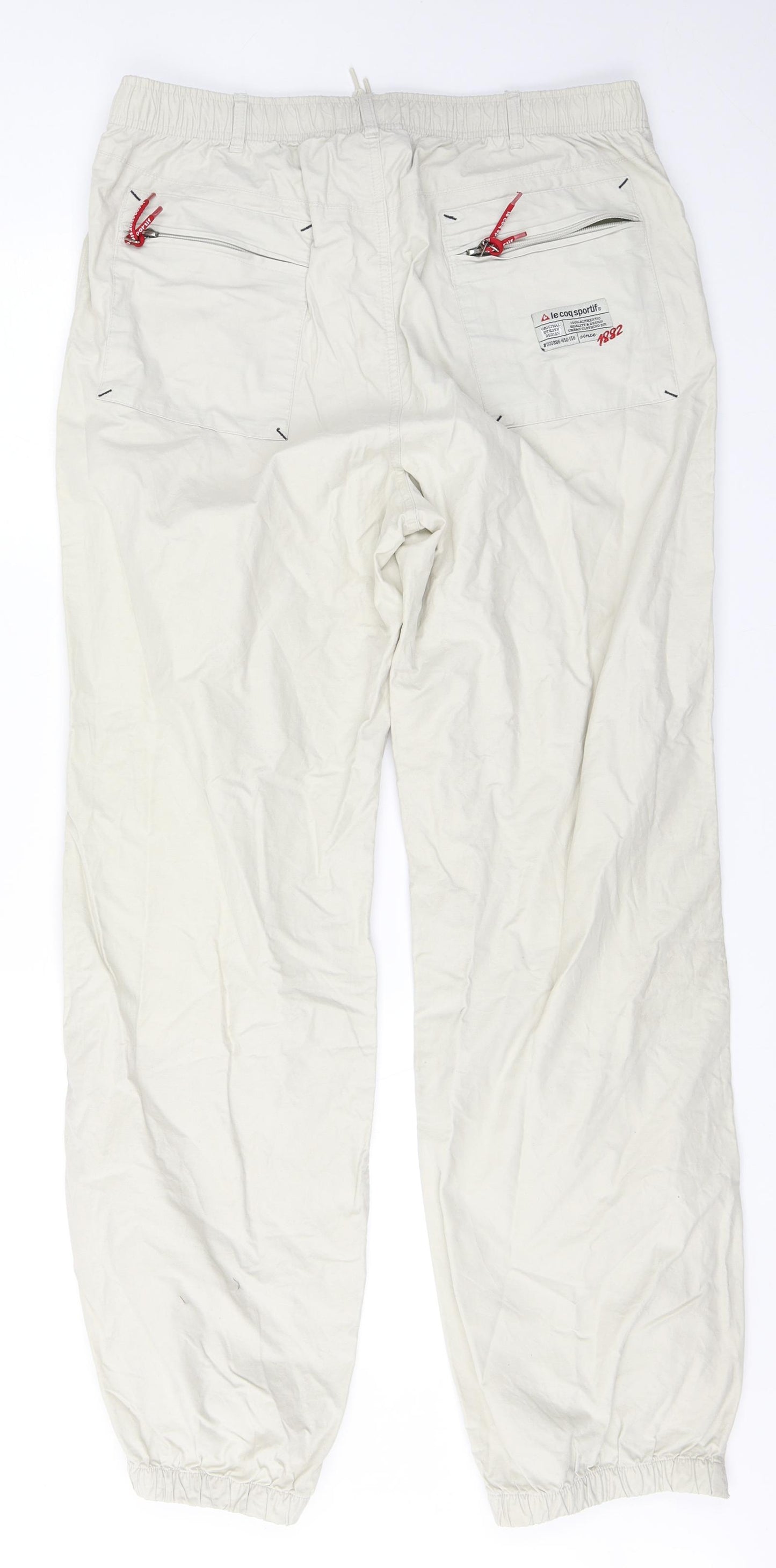 le coq sportif Mens Beige  Cotton Cargo Trousers Size L L29 in Regular