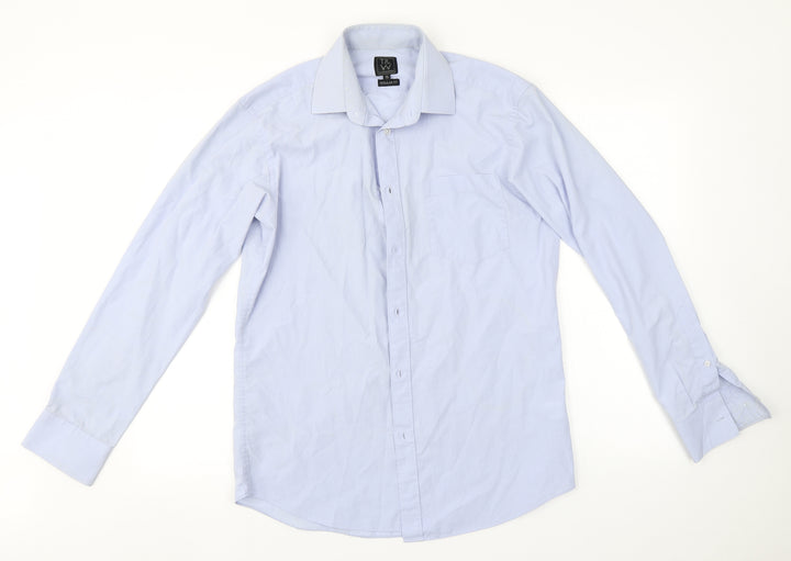 Taylor & Wright Mens Blue Polyester Button-Up Size 15 Collared