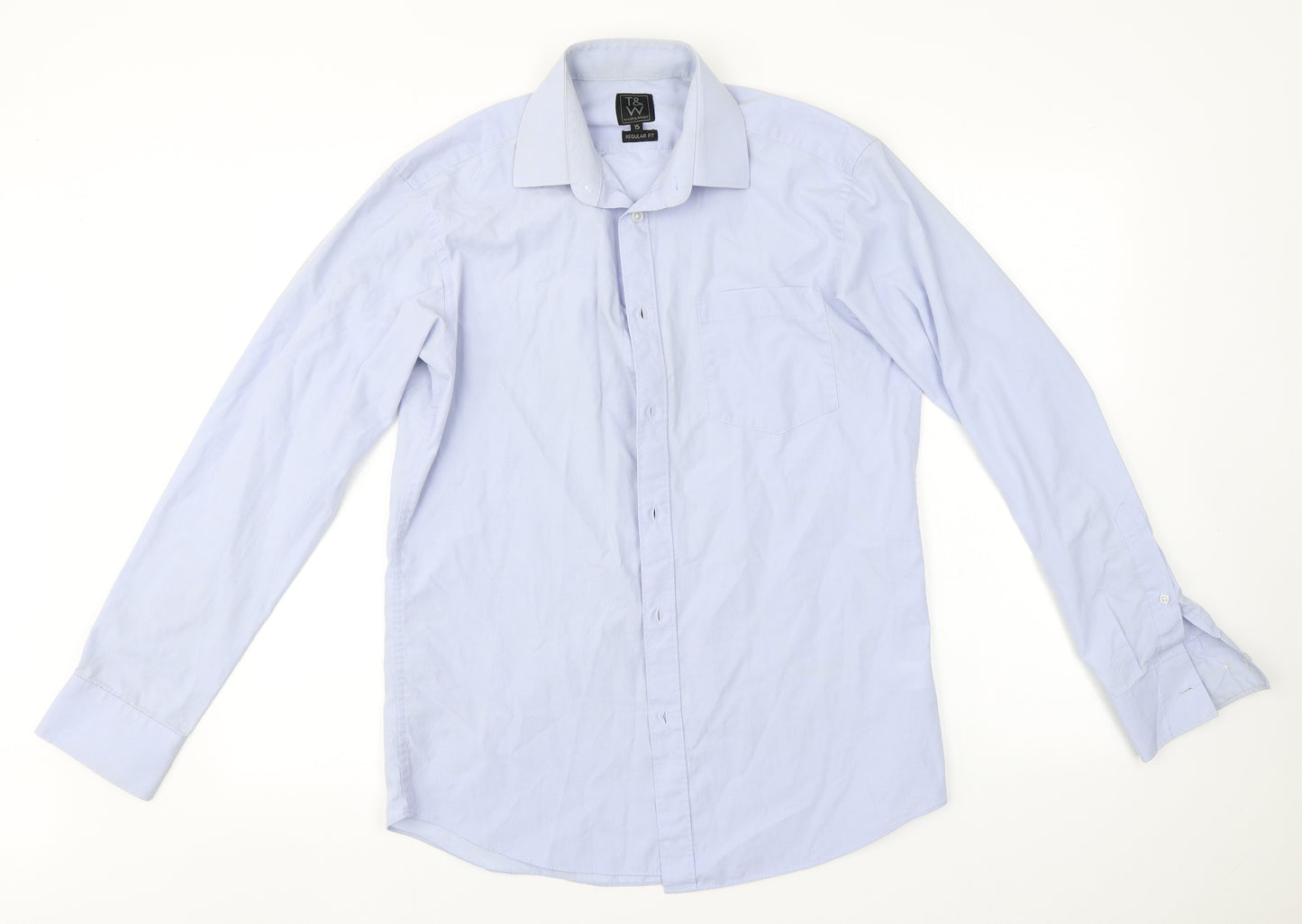 Taylor & Wright Mens Blue  Polyester  Button-Up Size 15 Collared