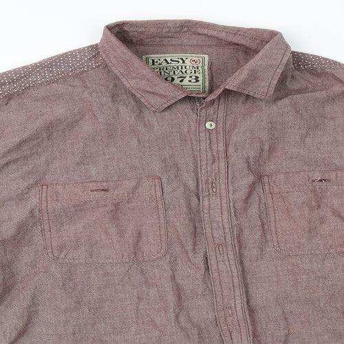 Easy Mens Grey  Cotton  Button-Up Size L Collared