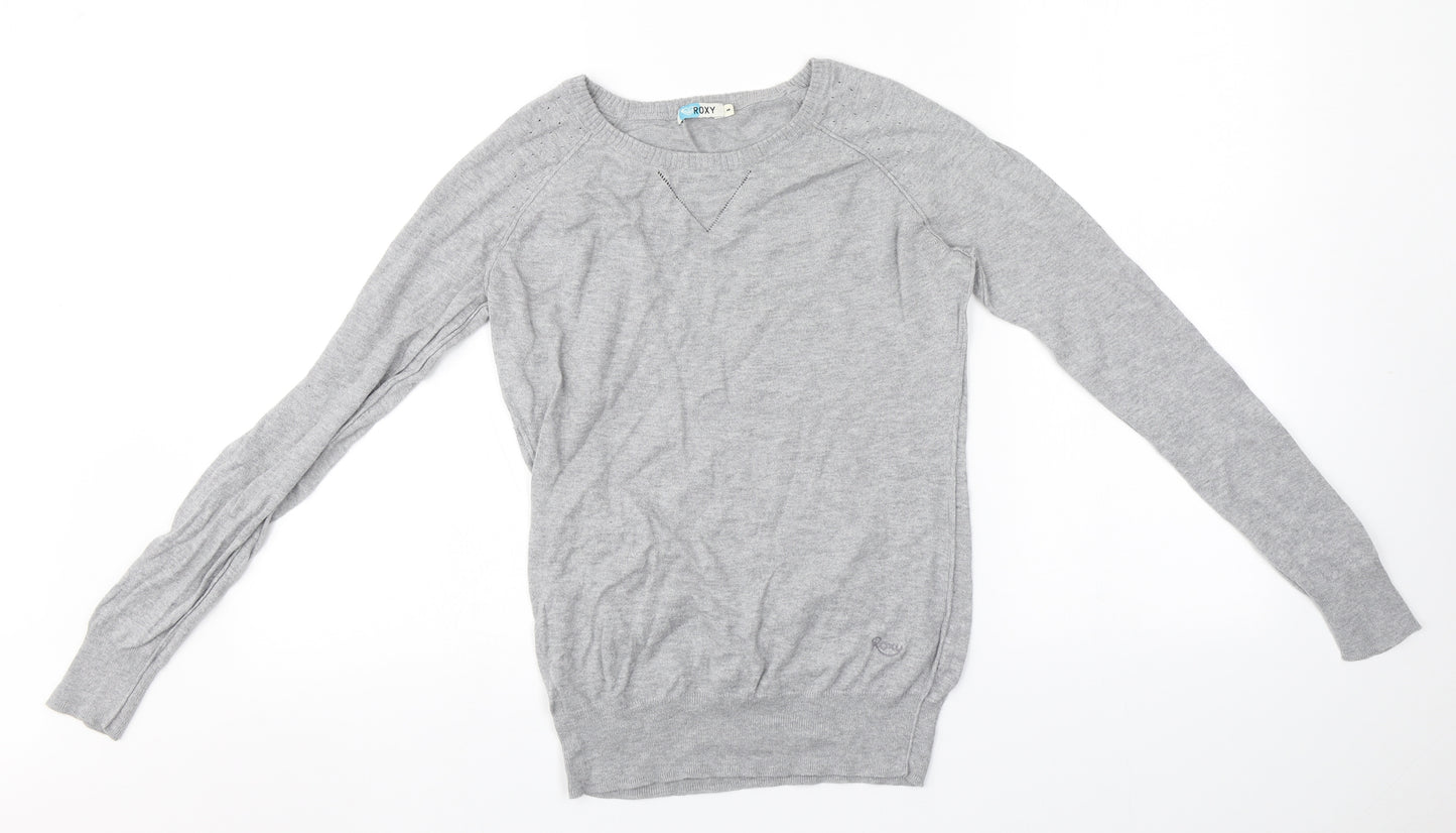 ROXY Womens Grey Round Neck   Pullover Jumper Size S