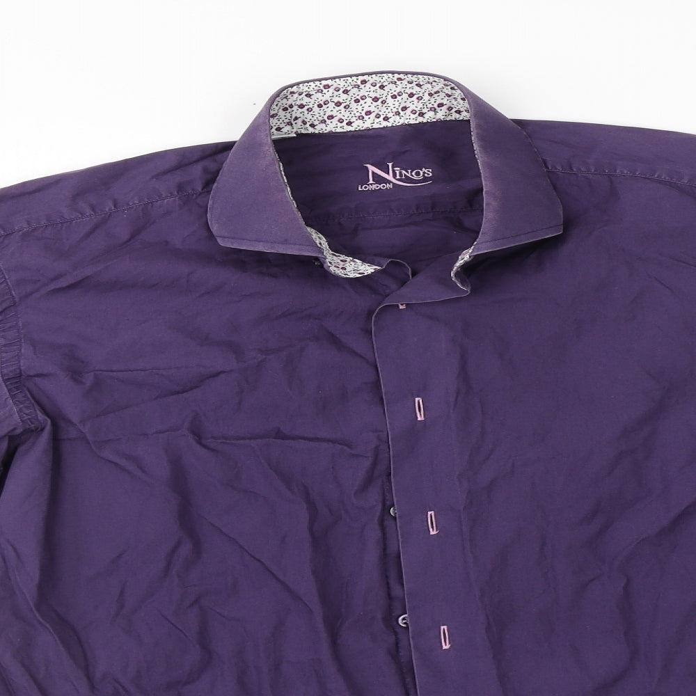 Nino's Mens Blue    Button-Up Size 15.5 Collared
