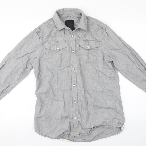 G-Star Womens Grey  Cotton Basic Button-Up Size L Collared
