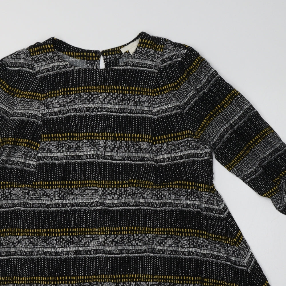 H&M Womens Black Geometric Viscose A-Line  Size 14  Round Neck