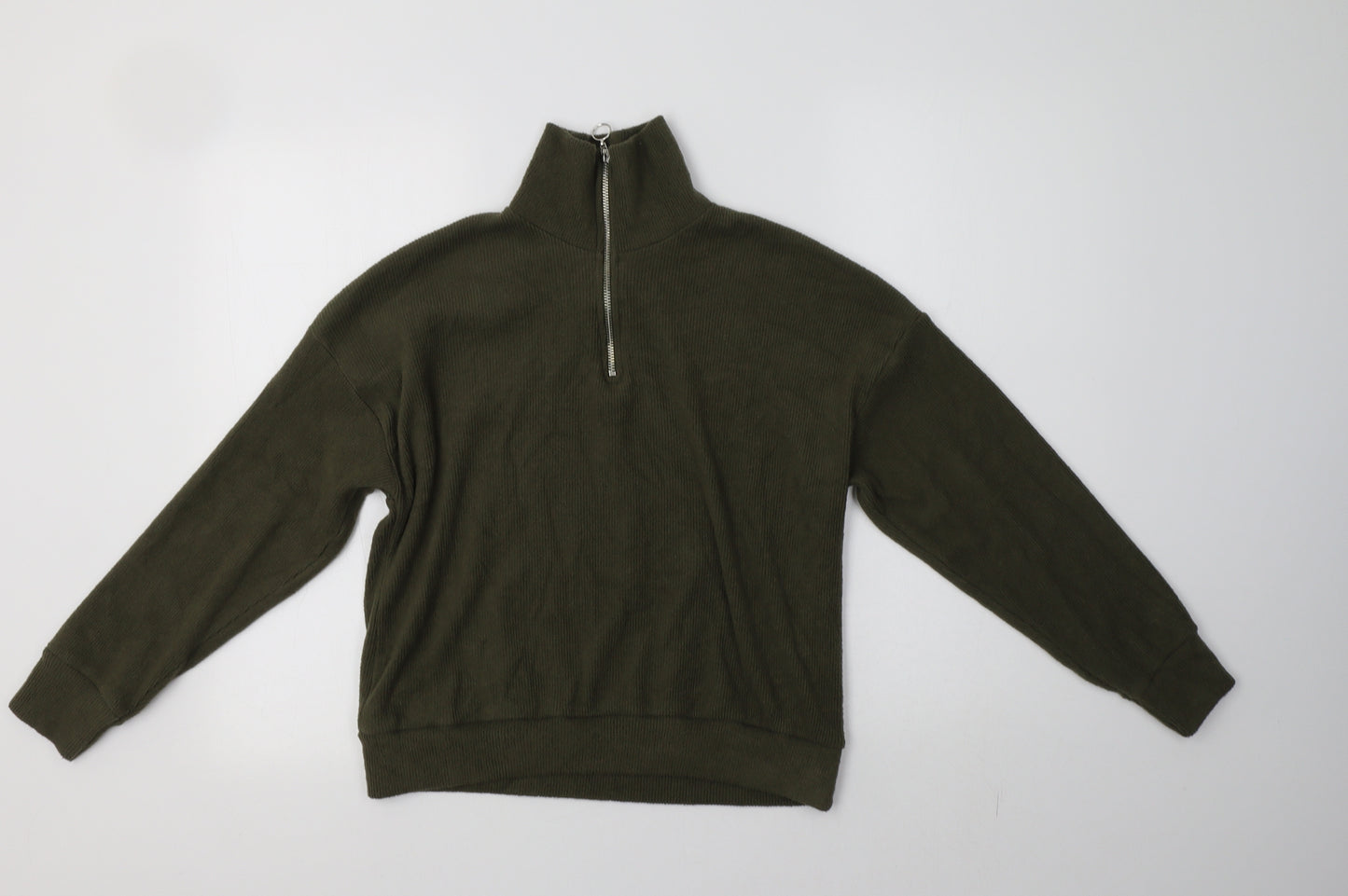 New Look Womens Green Collared  Cotton Henley Jumper Size M