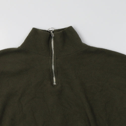 New Look Womens Green Collared  Cotton Henley Jumper Size M
