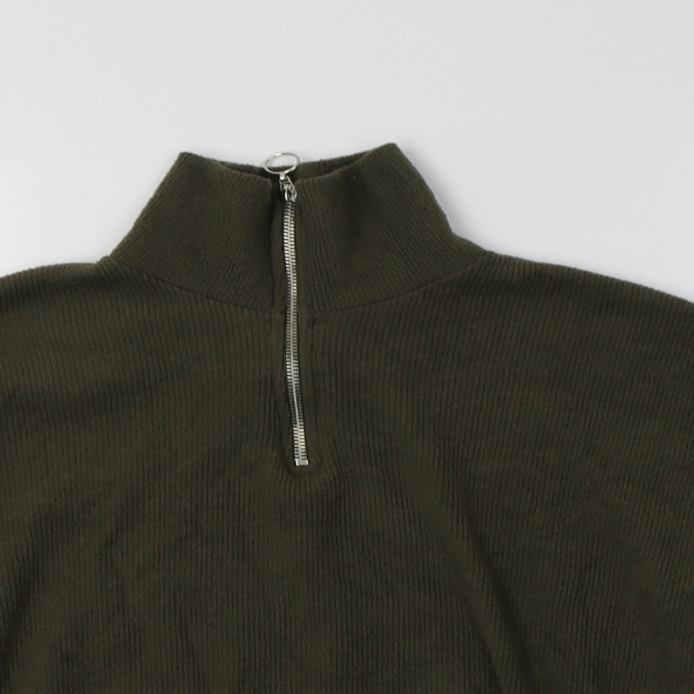 New Look Womens Green Collared  Cotton Henley Jumper Size M