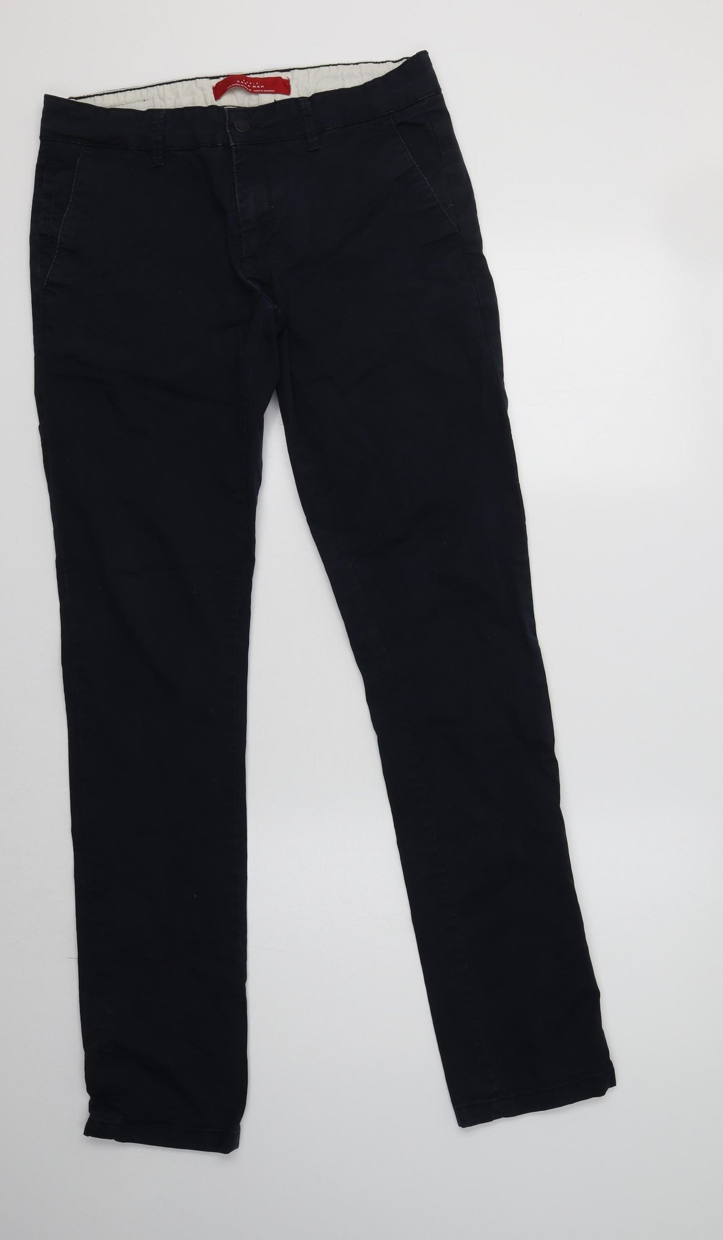Zara Man Mens Blue  Cotton Chino Trousers Size 30 L33 in Regular