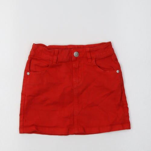 M&S Girls Red  Cotton Mini Skirt Size 3-4 Years  Regular