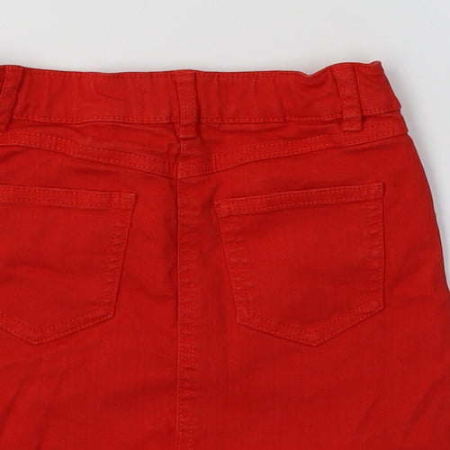 M&S Girls Red  Cotton Mini Skirt Size 3-4 Years  Regular