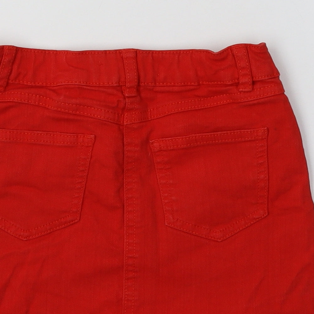 M&S Girls Red  Cotton Mini Skirt Size 3-4 Years  Regular