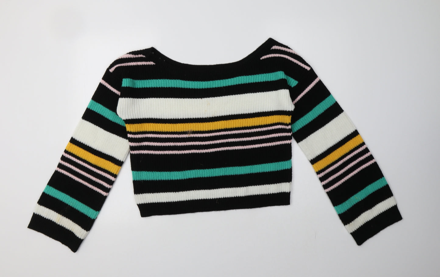 Missguided Womens Multicoloured Boat Neck Striped Acrylic Pullover Jumper Size M