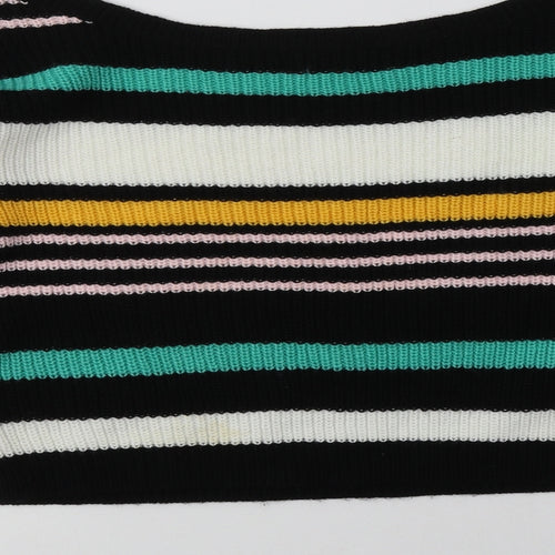 Missguided Womens Multicoloured Boat Neck Striped Acrylic Pullover Jumper Size M