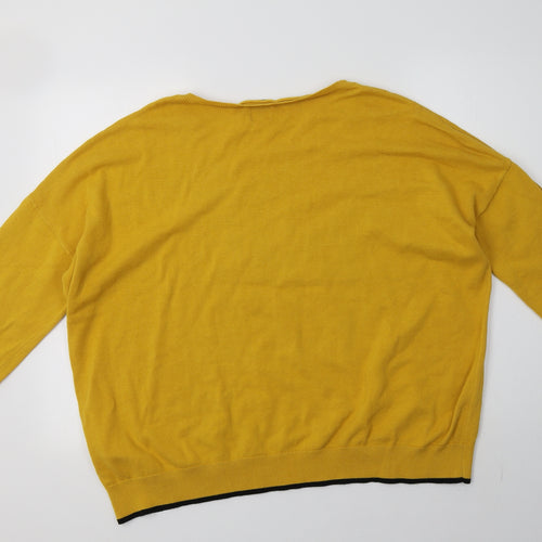 Yumi Womens Yellow Crew Neck  Cotton Pullover Jumper Size L   - Love