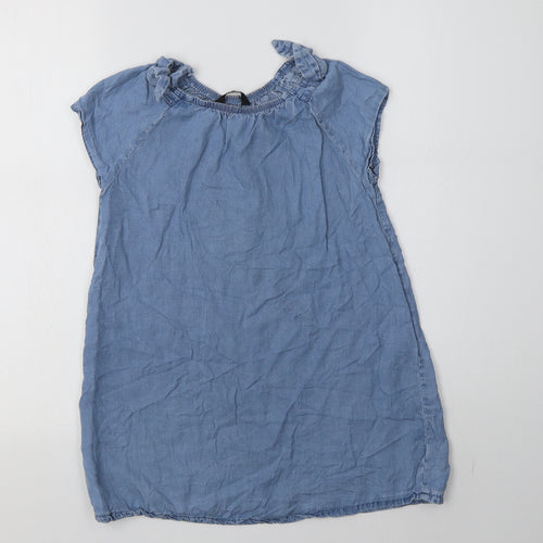 George Girls Blue  Lyocell A-Line  Size 6-7 Years  Round Neck