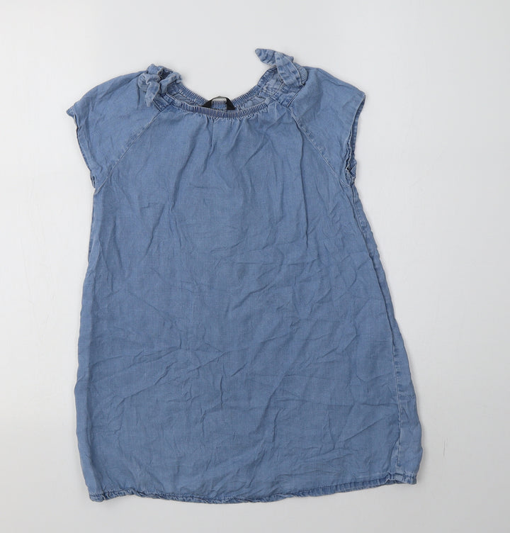 George Girls Blue Lyocell A-Line Size 6-7 Years Round Neck