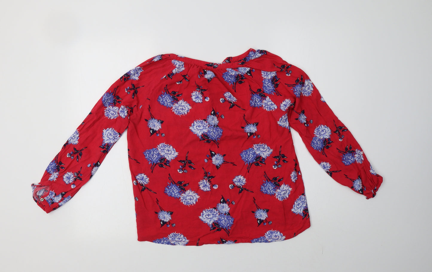 George Womens Red Floral Viscose Basic Blouse Size 8 V-Neck