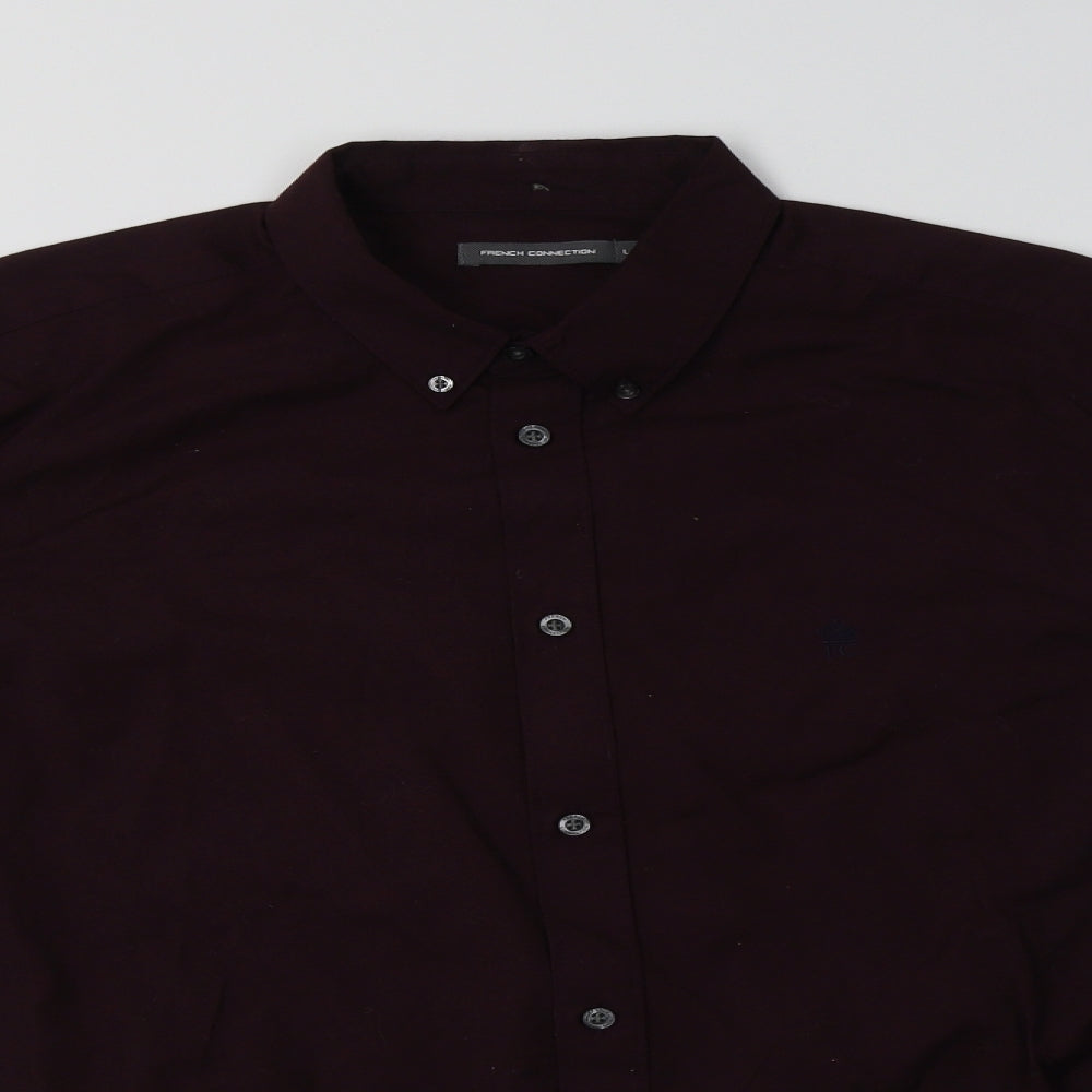 French Connection Mens Purple  Cotton  Dress Shirt Size L Collared