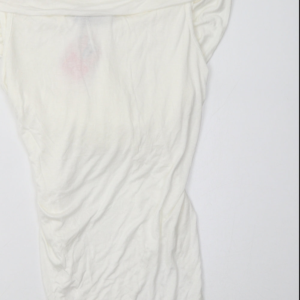 Boohoo Womens White  Viscose Bodysuit One-Piece Size 18