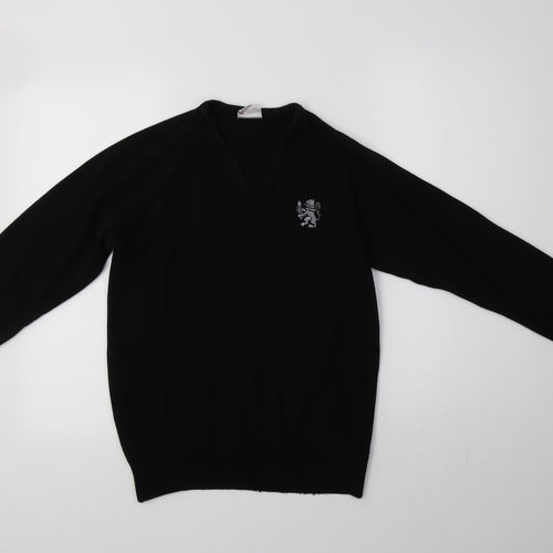 Charles Kirk Womens Black V-Neck  Acrylic Pullover Jumper Size M
