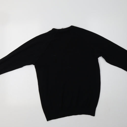 Charles Kirk Womens Black V-Neck  Acrylic Pullover Jumper Size M