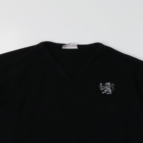 Charles Kirk Womens Black V-Neck  Acrylic Pullover Jumper Size M