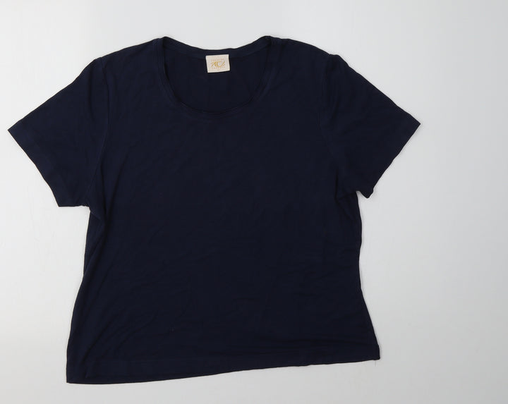 Country Casuals Womens Blue  Viscose Basic T-Shirt Size L Crew Neck