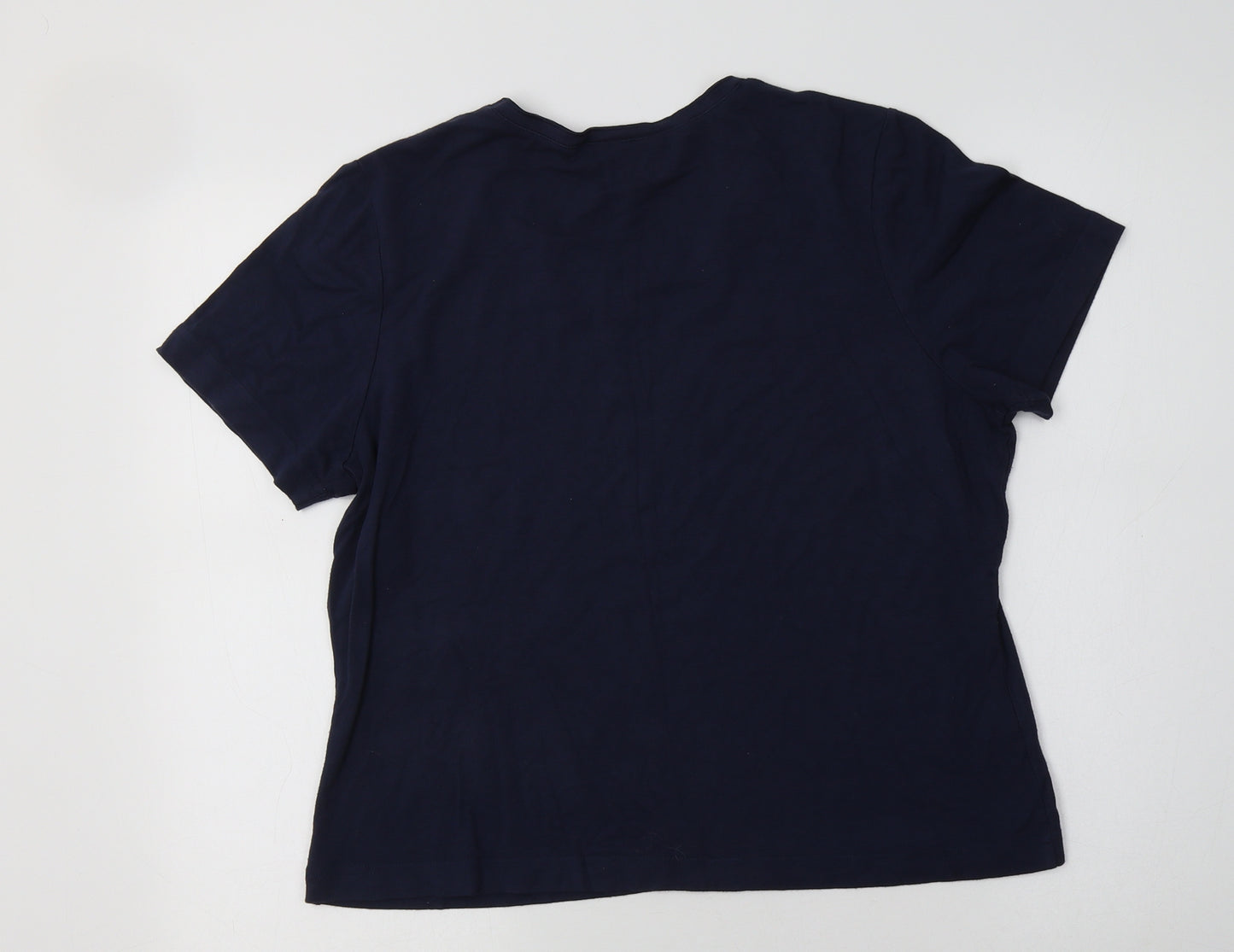 Country Casuals Womens Blue  Viscose Basic T-Shirt Size L Crew Neck