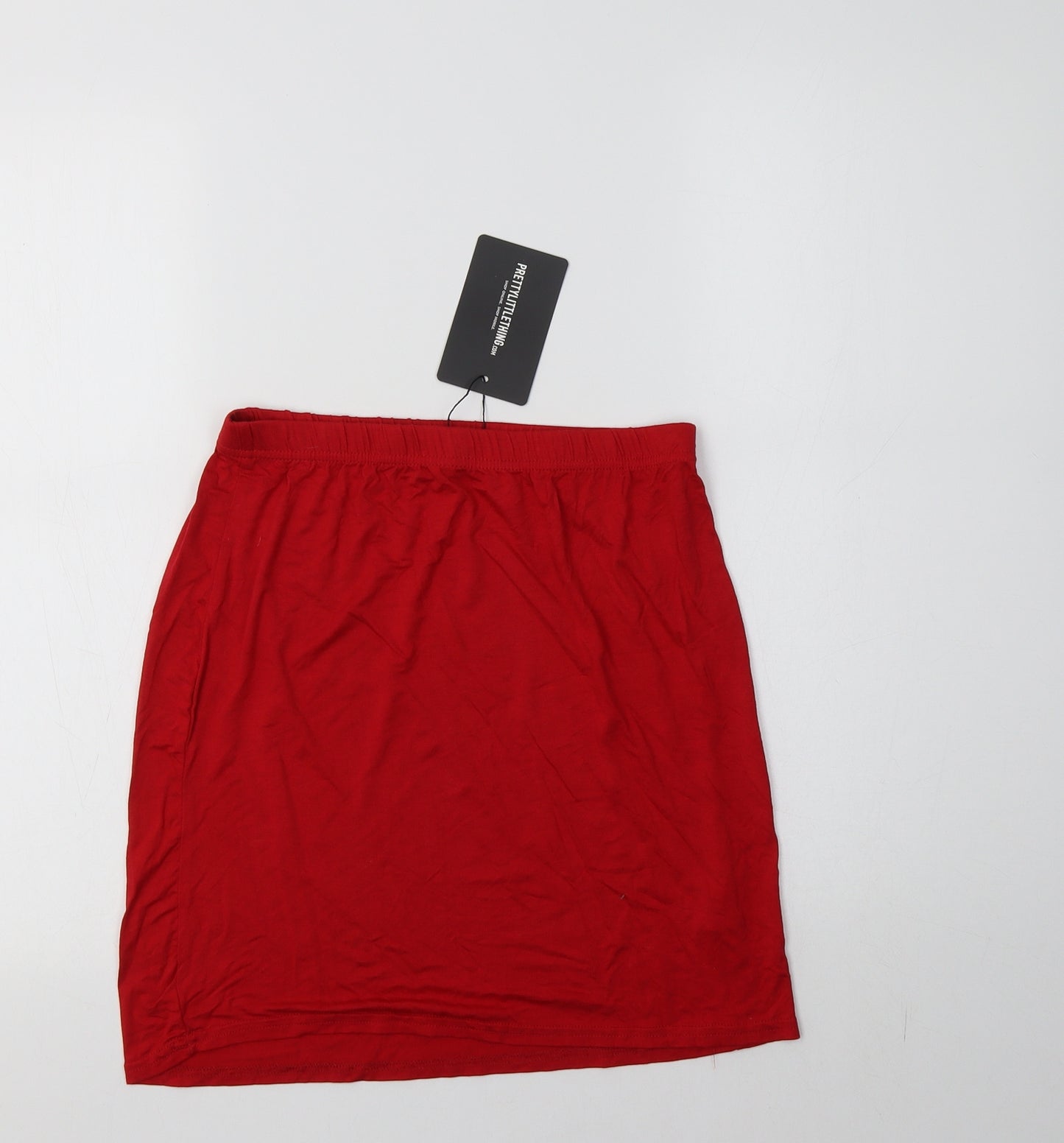 PRETTYLITTLETHING Womens Red  Viscose Mini Skirt Size 14