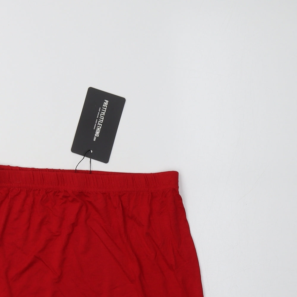 PRETTYLITTLETHING Womens Red  Viscose Mini Skirt Size 14