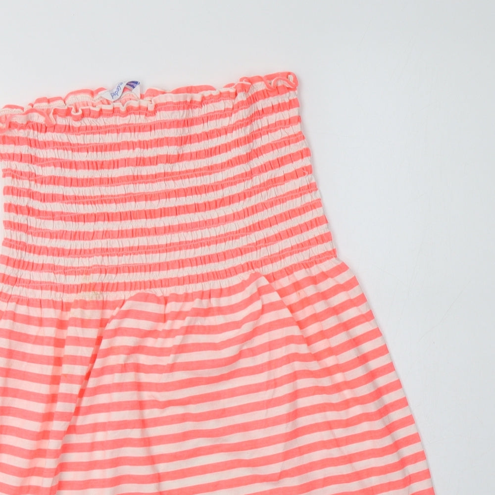 Papaya Womens Pink Striped Polyester A-Line  Size L  Off the Shoulder  - Beach Cover Up
