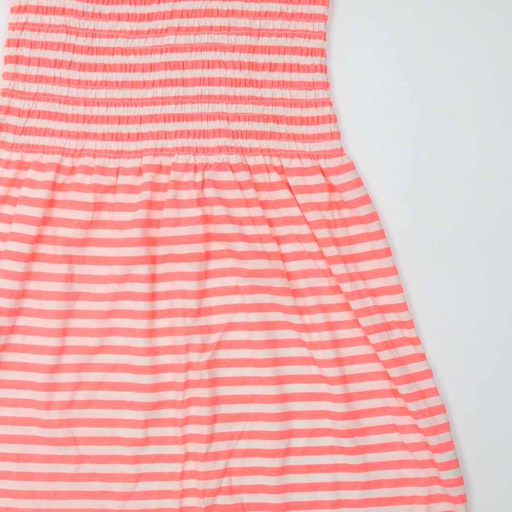 Papaya Womens Pink Striped Polyester A-Line  Size L  Off the Shoulder  - Beach Cover Up