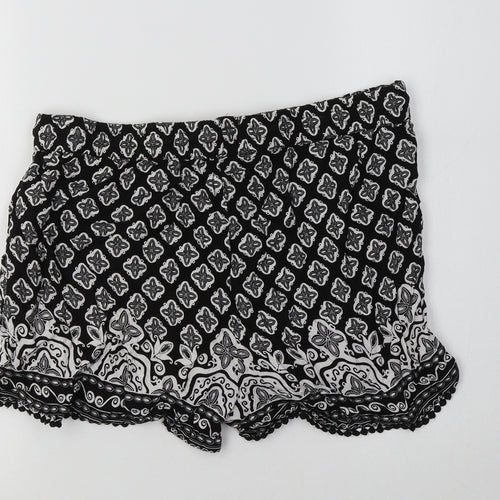 Papaya Womens Black Geometric Viscose Bermuda Shorts Size 14 L5 in Regular