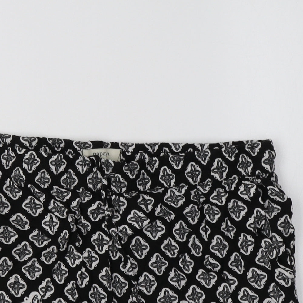 Papaya Womens Black Geometric Viscose Bermuda Shorts Size 14 L5 in Regular