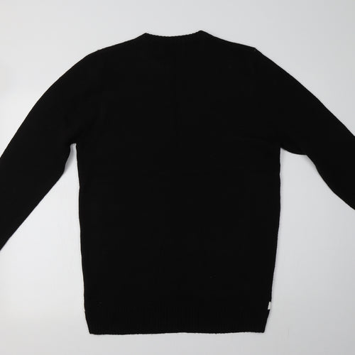 Nre Look Mens Black Crew Neck  Acrylic Pullover Jumper Size M   - Christmas Jumper