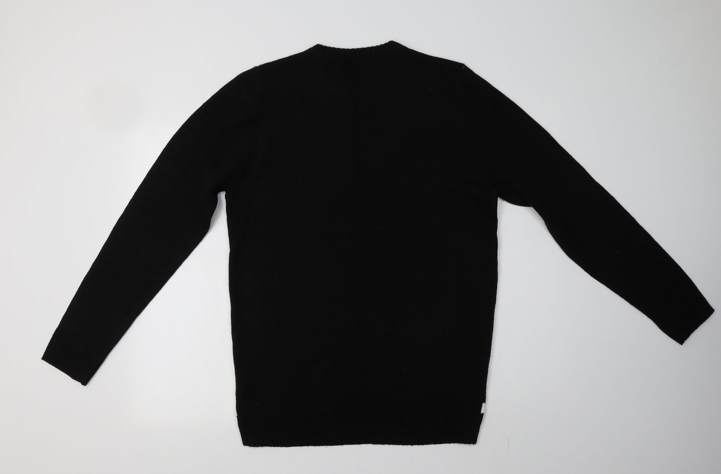Nre Look Mens Black Crew Neck  Acrylic Pullover Jumper Size M   - Christmas Jumper