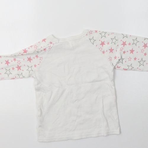 Preworn Girls White  Cotton Top Pyjama Top Size 3-4 Years   - Star Print
