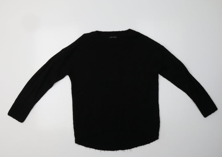 New Look Womens Black Crew Neck  Acrylic Pullover Jumper Size M
