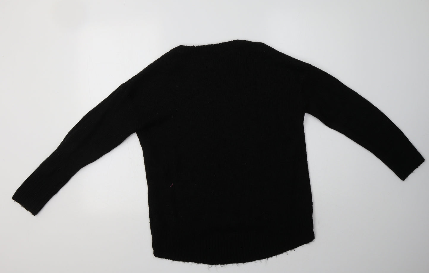 New Look Womens Black Crew Neck  Acrylic Pullover Jumper Size M